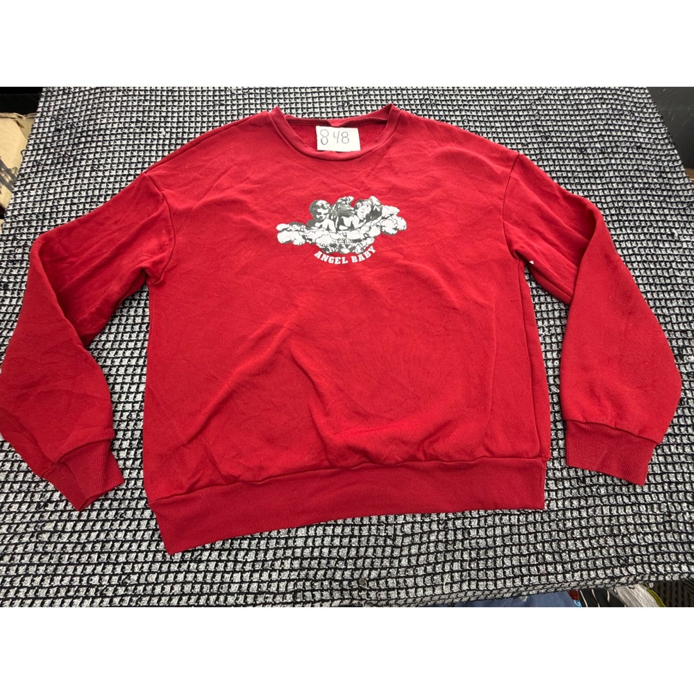 SHEIN Angel Baby Sweatshirt Womens Large Red Cherub Graphic Pullover